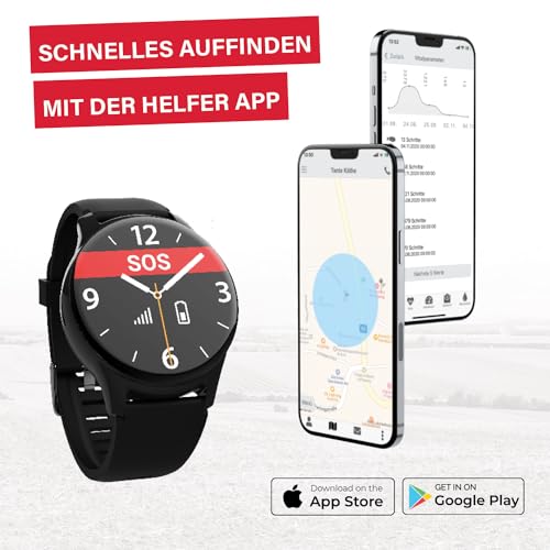 James R8 - Reloj de Emergencia y Seguridad para Personas Mayores, detección de caídas, botón de Llamada de Emergencia y localización GPS, Funciones de Salud, por Ejemplo, Pulso, aplicación Familiar +
