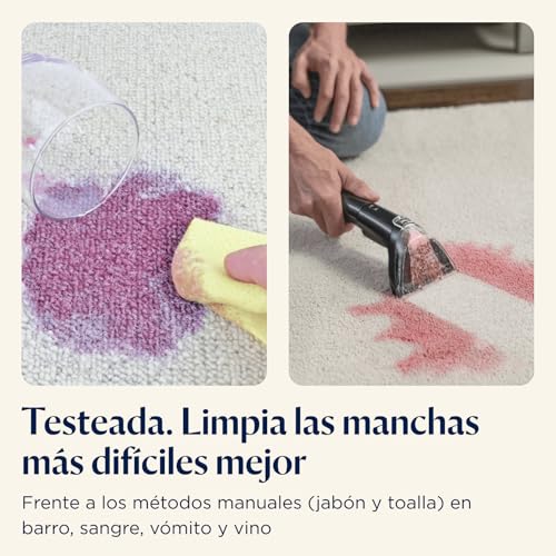 BISSELL SpotClean ProHeat Advanced, Aspiradora de agua tapiceria, limpia tapicerias multisuperficie compacta, Potente 1125W, Sistema triple limpieza profunda para manchas difíciles, Con cable, 3924N