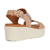 Geox D Xand 2.2s A, Sandalia de cuña Mujer, Dk Skin Champagne, 36 EU
