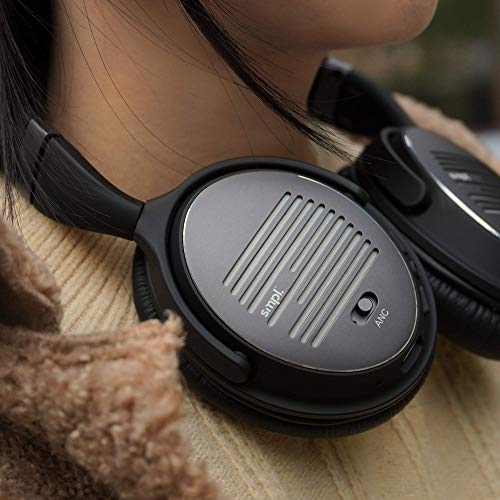 Smpl Auriculares Inalámbricos con Cancelación de Ruido - Cascos Bluetooth con micrófono, 16h de batería, para trabajo/viajes/ordenador/teléfono/TV - Negro, Talla única