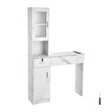 VEVOR Estación Blanca de Salón de Montaje en Pared para Estilista Juego de Muebles de SPA de Belleza 1 Gabinete de Almacenamiento 3 Cubículos y 2 Cajones 1 con Cerradura, para Salón, SPA, Peluquería