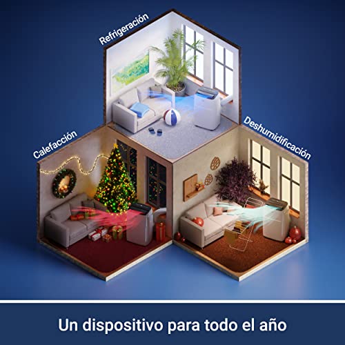 Climatizador móvil SUNTEC Coolfixx 12000 BTU APP - Aire acondicionado móvil y silencioso con control Smart App - Deshumidificador para habitaciones de hasta 60 m2 - Refrigeración y calefacción móvil
