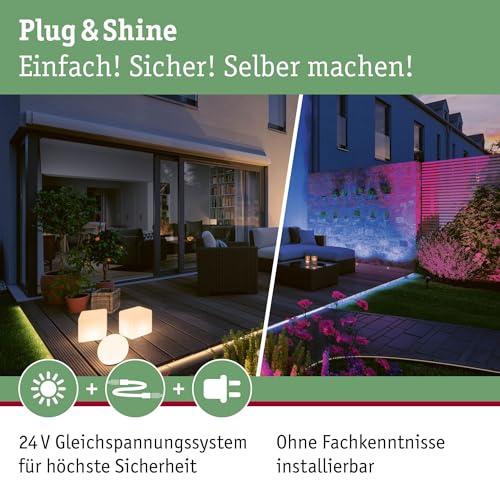 Paulmann 93930 Plug & Shine Connector exterior 10 m 1in-5out IP68 2x1,5 mm² 93930 Cable de extensión, cable de conexión, iluminación exterior, Negro