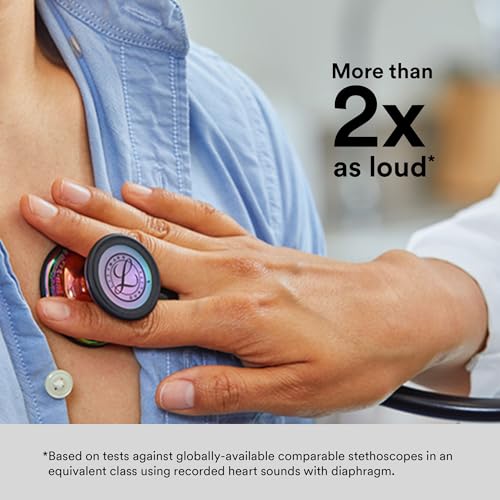 3M Littmann Cardiology IV Fonendoscopio para diagnóstico, campana de acabado estándar, tubo negro y vástago y auricular de acero inoxidable, 68,5 cm, 6152