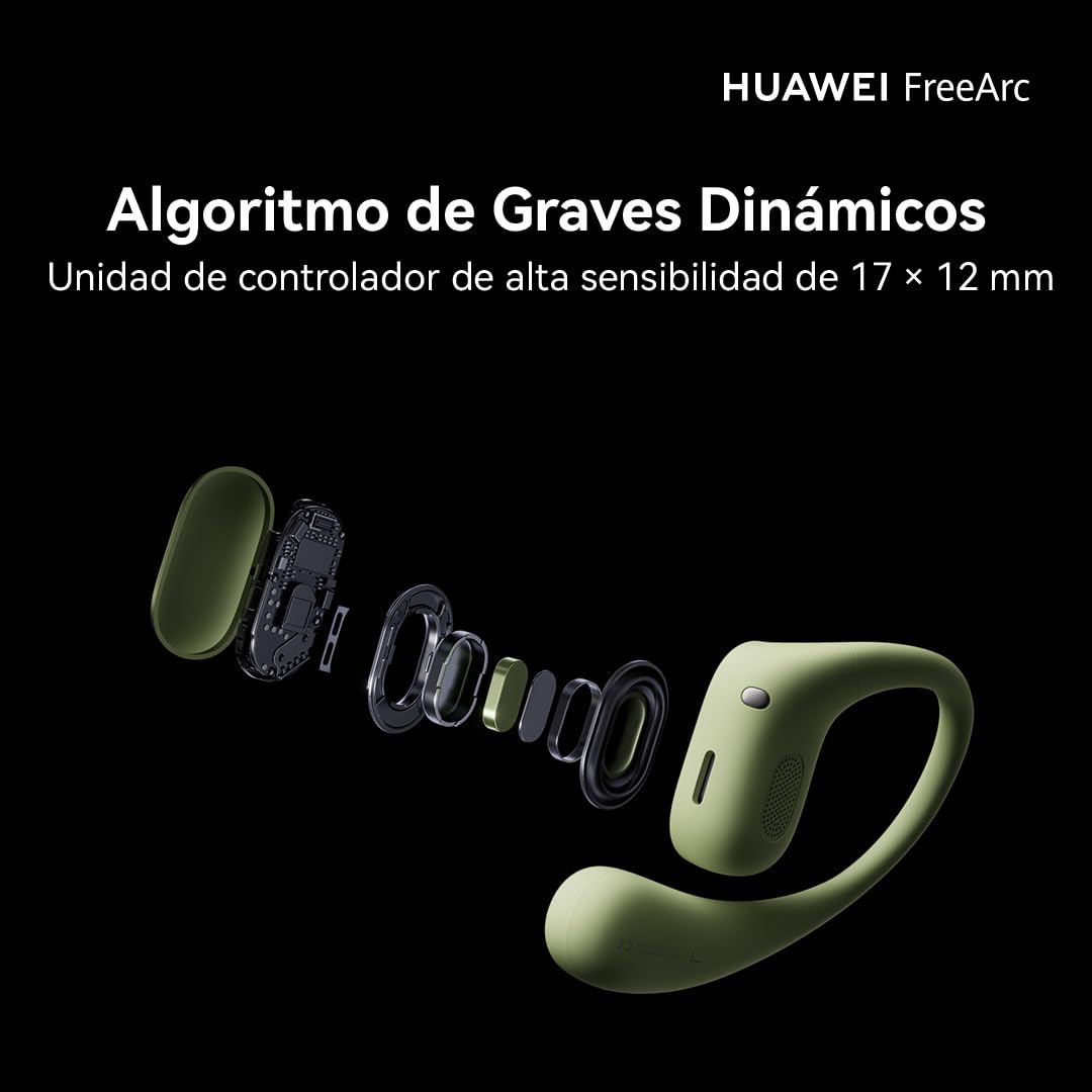 HUAWEI FreeArc Auriculares Open-Ear, Inalámbricos Bluetooth, Resistencia al Agua IP57, 28 Horas, Auriculares Deportivos con iOS, Android o Windows, Verde