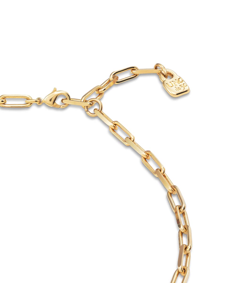 UNO de 50 | Cadena Corta de Aleación de Metales | Bañado en Oro 18K | Joya Artesanal | Diseño Creativo