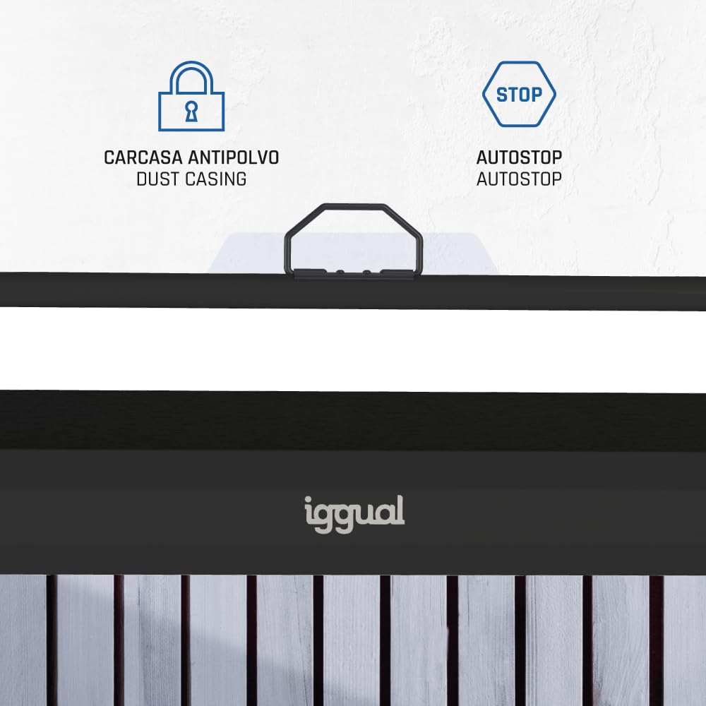 iggual Pantalla Proyección 100" Cuadrada-Portátil Manual Enrollable con Trípode- Visión 180º- Compatible 4K y Cualquier Proyector- Altura Ajustable- Bolsa Transporte y Trípode Incluido (180x180 cm)