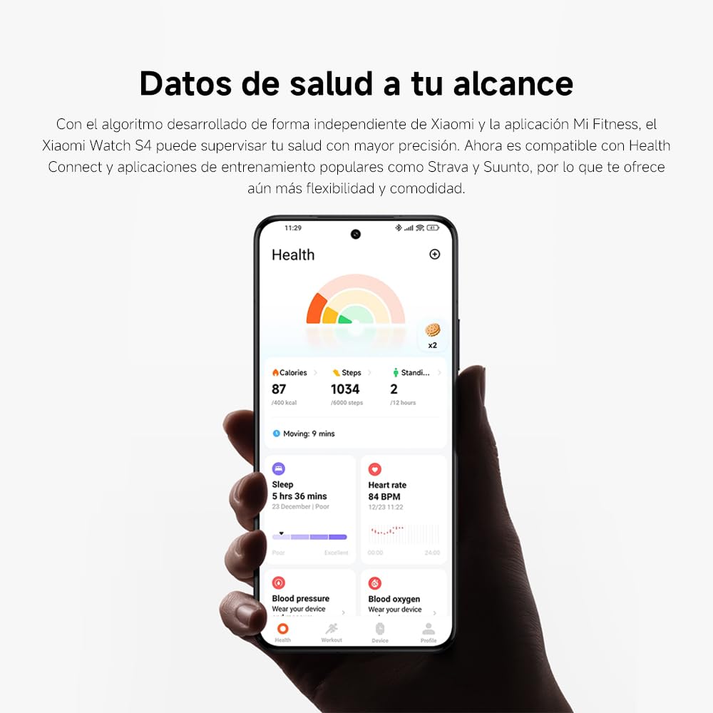 XIAOMI Watch S4, Versión Bluetooth, Modo Deportivo Profesional avanzado, Bisel de Cambio rápido 2.0, Pantalla AMOLED 1.43 Pulgadas Circular, Monitor Frecuencia Cardíaca y Sueño, Plata