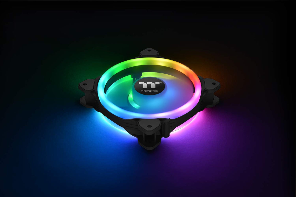 Thermaltake Riing Trio 12 LED RGB - Pack de 3 ventiladores para PC, color negro