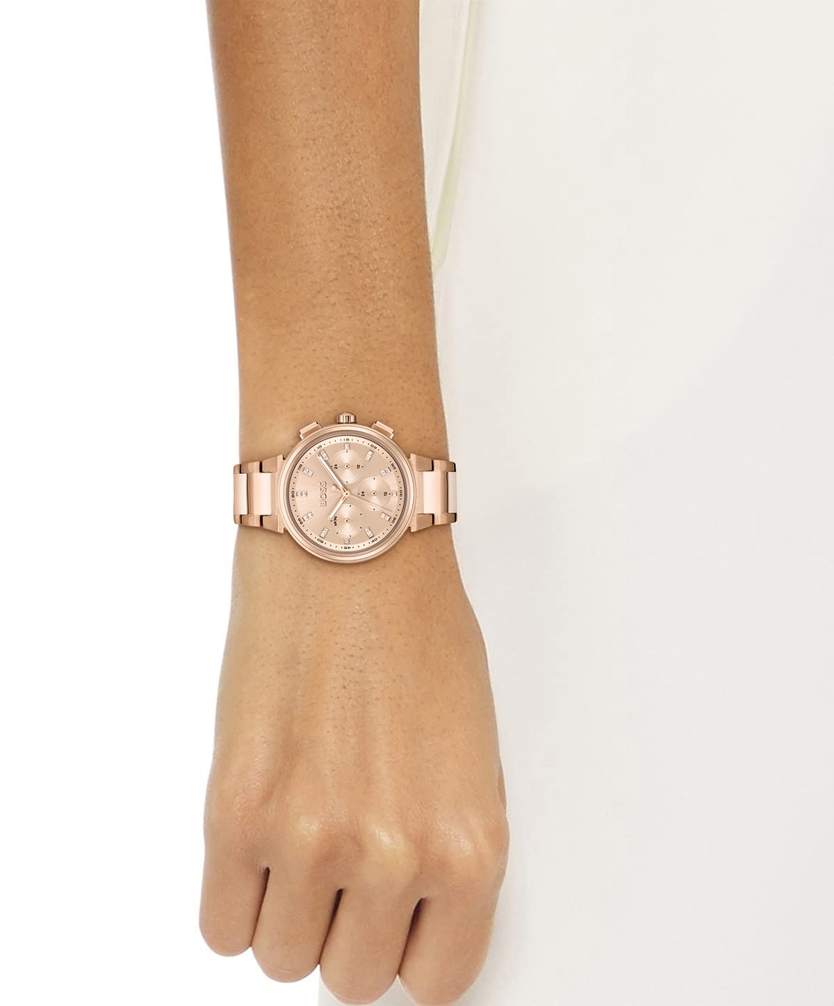 BOSS Reloj Analógico de Cuarzo Multifunción para Mujer Colección One con Correa de Acero Inoxidable de Oro Rosa - 1502678