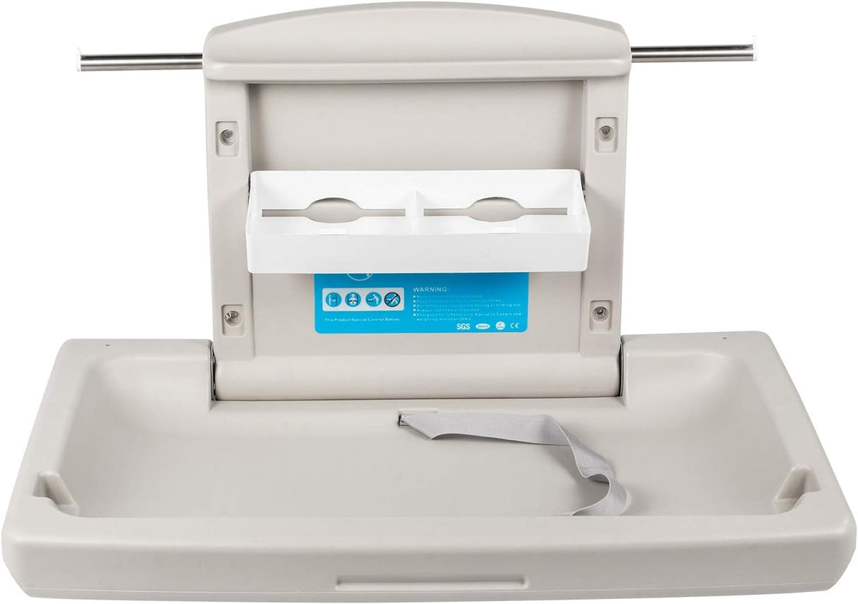 VEVOR Cambiador Bebe Pared Cambiador Bebe Plegable Pared 33,5x22,4x18,5" Cambiadores de Pared Cambiador de Pañales de Pared Horizontal Gris Cambiador de Pared HDPE, para Baños Públicos o Privados