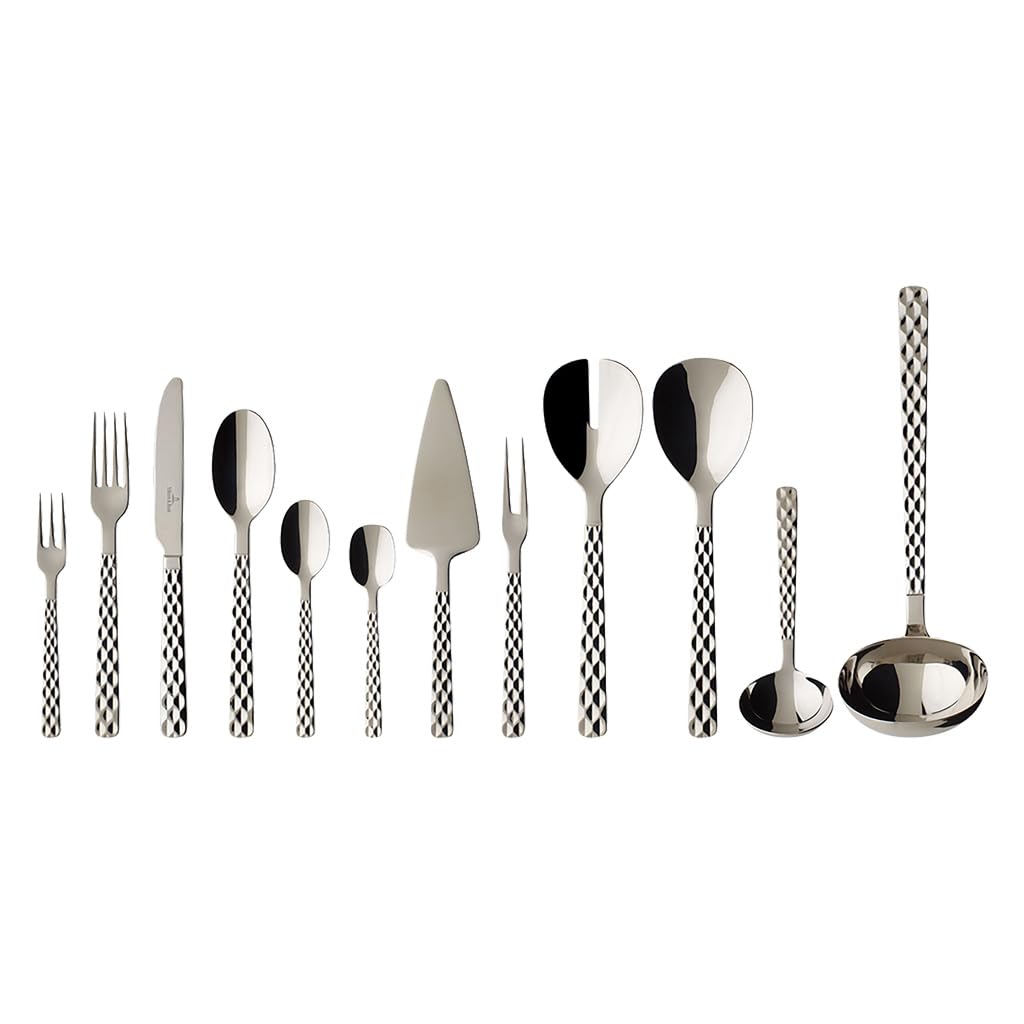 Villeroy & Boch – Boston Set de Cubiertos 70 Piezas Stainless Steel, Apto para Lavavajillas, Cuberterias Completas 12 Personas, Cubertería Completa, Acero Inoxidable