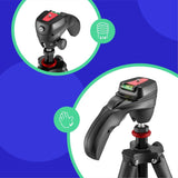 JOBY Compact Action Tripod, Trípode de Cámara con Rótula, Montura Universal de Liberación Rápida ¼-20 pulg. y Bolsa, para CSC, DSLR, Sin Espejo, Teléfono Móvil, Negro para Fotografía, Vídeo, Vlogging