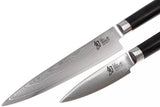 KAI Shun Classic Juego de cuchillos de chef japonés 2 piezas - Cuchillo multiusos con hoja de 15 cm + Cuchillo de oficina con hoja de 9 cm - Cuchillo de Damasco de 32 capas con núcleo VG MAX - 61 HRC