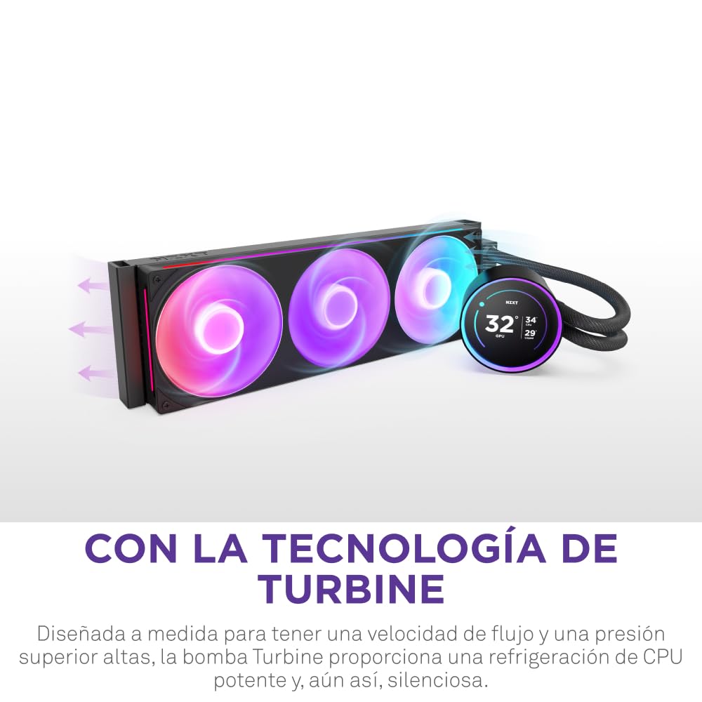 NZXT Kraken Elite 360 RGB - AIO CPU Liquid Cooler - 360mm Radiator - F360 RGB Core Fan - Customizable 2.72 IPS LCD -Intel LGA 1700, 1200/115X, 1851 - AMD AM5, AM4 - Black
