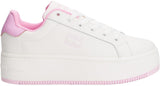Tommy Jeans Sneaker con Plataforma Mujer de Piel, Multicolor (Ecru/Carnival Pink), 38
