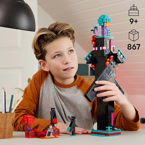 LEGO Minecraft 2 en 1 La Torre del Enderman - Juguete Modular Convertible en 2 Fortalezas - Figuras de Endermans, Endermitas y Portal de Inframundo - Regalo Gamer para Niños y Niñas de 9+ Años 21279