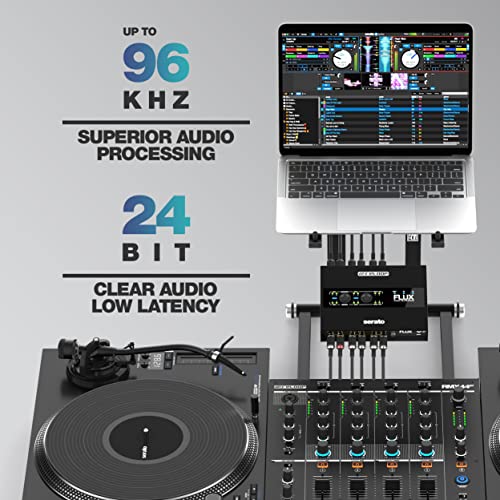 Reloop Flux - Interfaz DVS 6x6 IN/OUT USB-C Club-ready para Serato DJ Pro, 24 bits/96 kHz, compatible con giradiscos, CDJs u otros reproductores multimedia, hub USB-A de 2 puertos