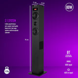 NGS Sky Charm 2.1- Torre de Sonido Bluetooth 80W con Entrada Óptica, USB, Radio FM y AUX IN