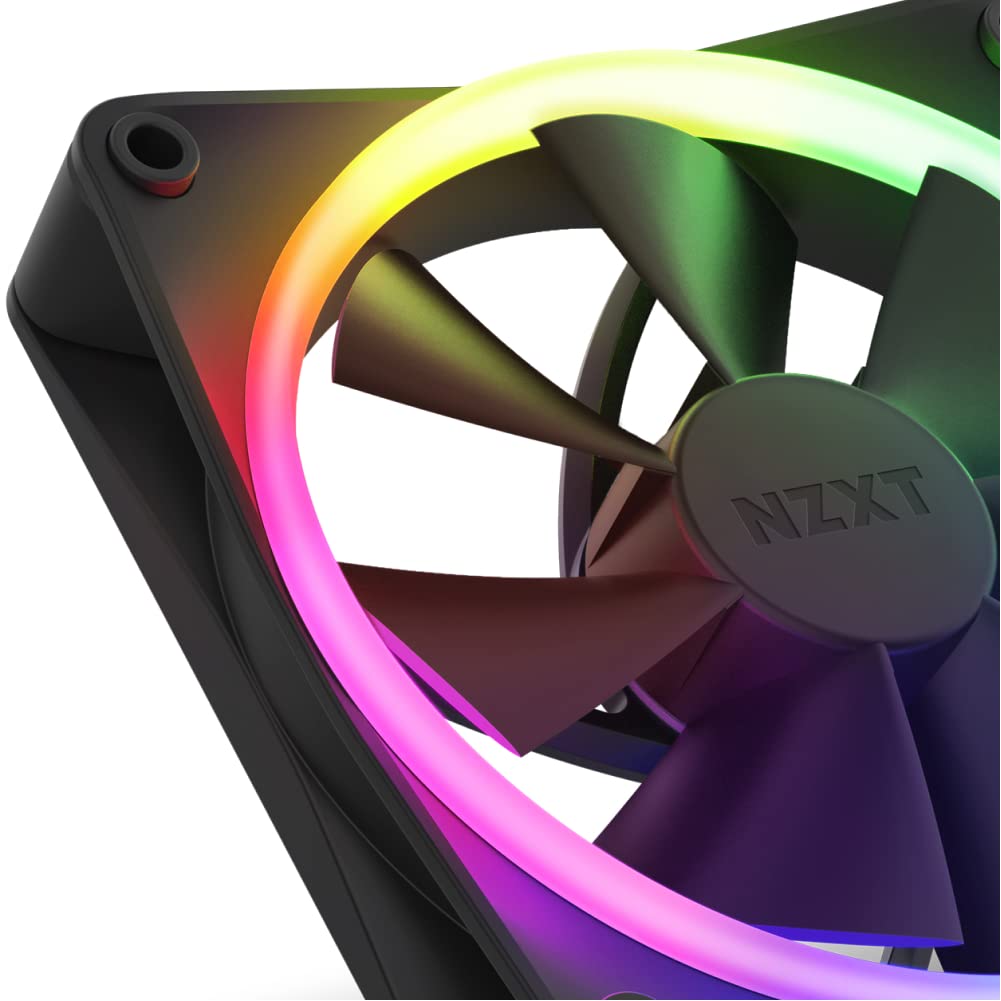 NZXT Ventiladores RGB F120 - RF-R12TF-B1 - Personalización avanzada de iluminación RGB - Refrigeración silenciosa - Triple (ventilador RGB y controlador incluidos) - Ventilador de 120 mm - Negro