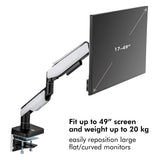 LogiLink Soporte para Monitor de 17 a 49" con Resorte de Gas, Soporte de Mesa o Montaje de Agujeros de Mesa, Capacidad de Carga de hasta 20 kg, diseñado para Gamer con Efecto de iluminación