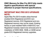 OWC - 64GB Kit de actualización de Memoria - 4 x 16GB PC14900 DDR3 ECC-R 1866MHz DIMMs para Mac Pro Late 2013