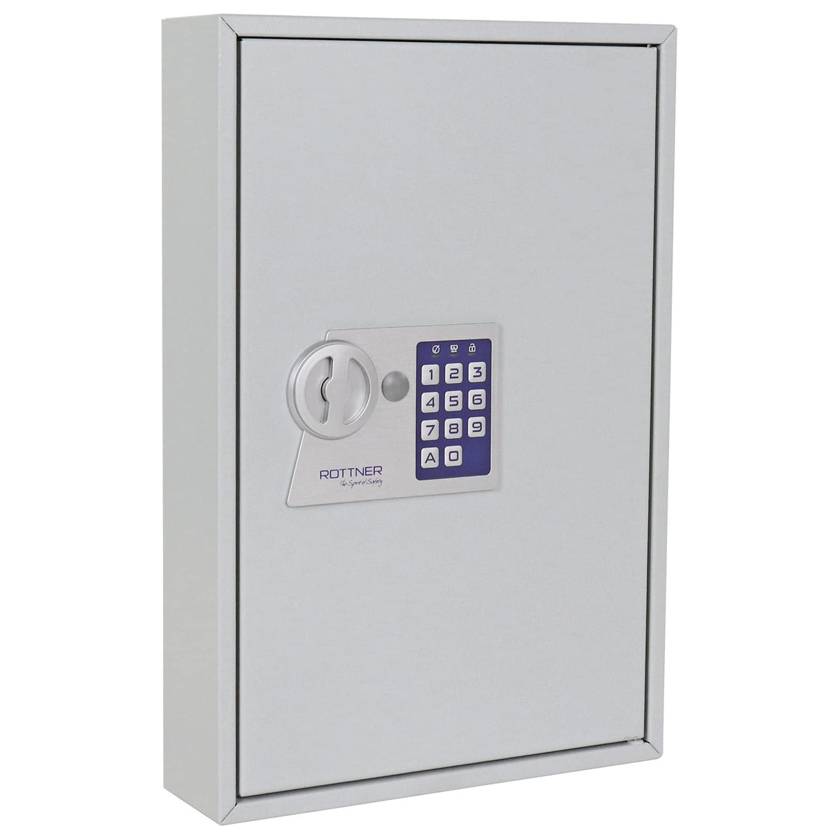 Caja fuerte para 64 llaves S64 EL de Rottner, Color gris claro, Fabricada en chapa metálica resistente, Cerradura electrónica, Teclado plano con luces LED, Tornillos de fijación incluidos