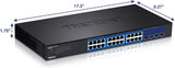 TRENDnet, TEG-30284, Conmutador Web Inteligente de 28 Puertos, 24 Puertos Gigabit, 4 Ranuras SFP+ de 10 G, Enlaces ascendentes de Red de Alta Velocidad, Montaje en Rack 1U, Negro