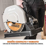 Evolution Power Tools - R355CPS Sierra tronzadora multimaterial, Corta acero dulce, aluminio, plástico, incluso madera con clavos incrustados, 355 mm