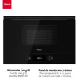TEKA Microondas Integrable con Grill, Capacidad 22 L, 5 Niveles de Potencia, 850 W, Base Cerámica, Cristal Full Black, Modelo ML 8220 BIS L FBK