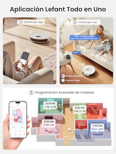 LEFANT Robot Aspirador y Fregadora M2S Pro, Navegación dToF, Autovaciado 8 Semanas, Evitación Obstáculos 190°PSD, Limpieza Personalizada, Mapeo Multiplanta, 10000Pa, 240min, WiFi/App/Alexa