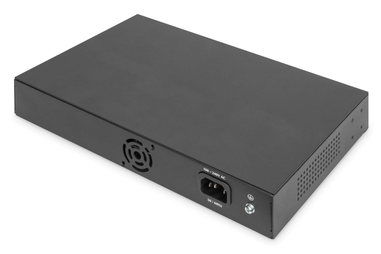 DIGITUS DN-80112-2 - Conmutador de Red Gigabit - 16 Puertos - no gestionado - sin Ventilador - Compatible con VLAN y CCTV - 16x RJ45-10/100/1000 Mbit/s - Soportes de Montaje de 19 Pulgadas - Negro