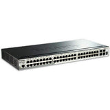 D-Link DGS-1510-52 - Switch 48 Puertos Gigabit L2+ (funcionalidades L3), 2 Puertos SFP 1000 Mbps y 2 Puertos 10G SFP+, apilable, Altura 1U, VLAN automática para Video vigilancia y telefonía IP