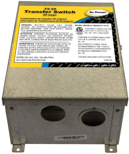 Go Power! Interruptor de Transferencia automática TS-50 de 50 amperios