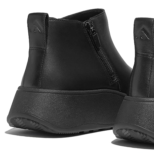 Fitflop Botines de Cuero F-Mode, Botas Cortas al Tobillo Mujer, Todo Negro, 38 EU