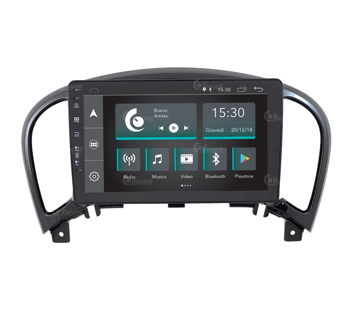 Jf Sound car audio system JF-037NJA-XDAB Autorradio de Ajuste Personalizado Compatible con Nissan Juke Android GPS Bluetooth WiFi Dab USB Pantalla táctil Full HD 9", Negro