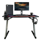Konix Escritorio Gaming Spectra 120 x 60 x 75 cm en Forma de Z - 30 Modos luz LED - Estructura metál - Portavasos - Soporte para Auriculares - Negro