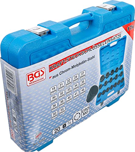 BGS 5242 | Juego de llaves de vaso de impacto | entrada 20 mm (3/4") | 19 - 55 mm | 17 piezas
