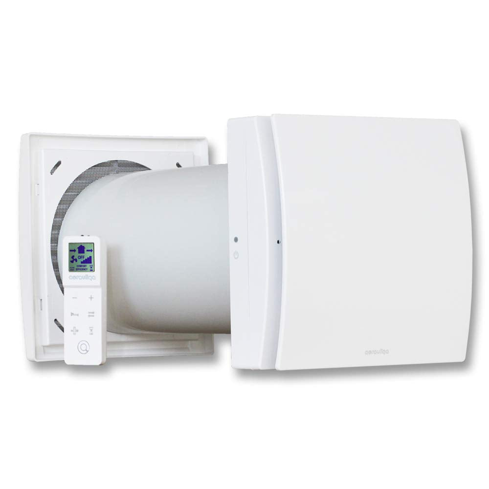 AERAULIQA Quantum Next Unidad de VMC descentralizada de flujo alterno, recuperación de calor, supersilenciosa, con mando a distancia multifunción, diám. 158 – Cód.003015