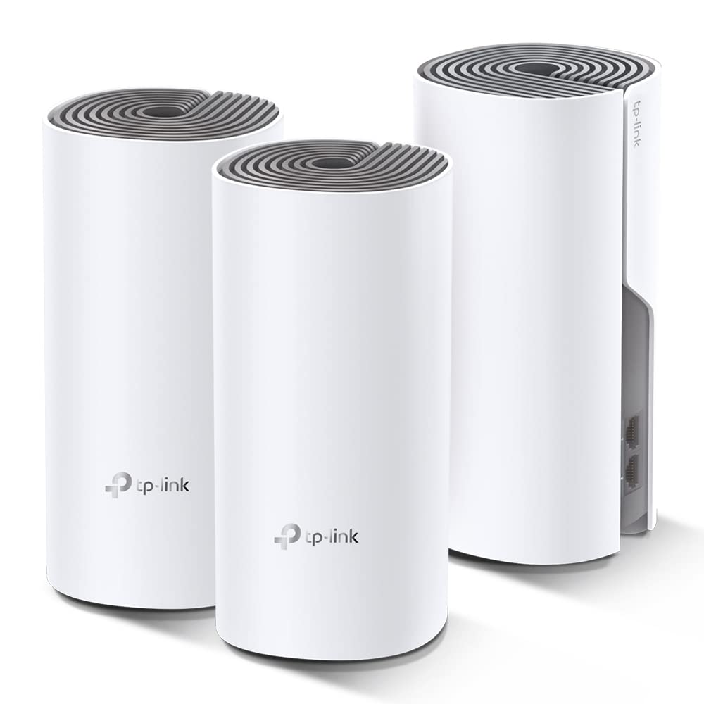 TP-Link Deco E4 (3-Pack) - AC1200 Repetidor de WiFi, Mesh WiFi Inteligente, Doble Banda hasta 350m², 2xPuertos 100/10 Mbps, MU-MIMO, hasta 100 Dispositivos, Adecuado para Xiaomi Mi Box