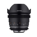 Samyang MF 14 mm T3,1 VDSLR MK2 Nikon F – Lente de Gran Angular T3.1 Ultra Gran Angular Cine y vídeo para Nikon F Mount, 14 mm de Distancia Focal Fija, Follow Focus Coronas dentadas de Formato