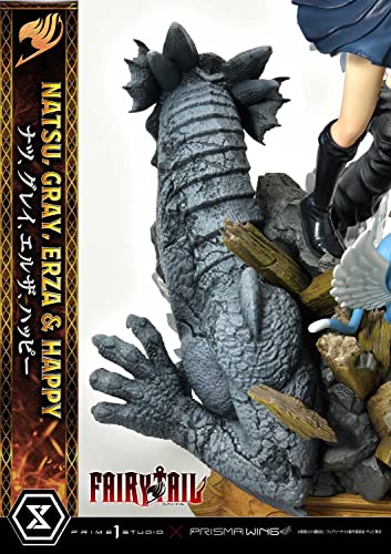 Prime 1 Studio Fairy Tail - Figura Decorativa de Natsu, Gris, Erza, Happy - Figura de Estatua de Lujo, versión 1/7, 57 cm