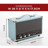 GPO Westwood Retro 25 Altavoz con subwoofer de 25 vatios, entrada RCA, Bluetooth, rejilla vintage y asa de transporte - Azul