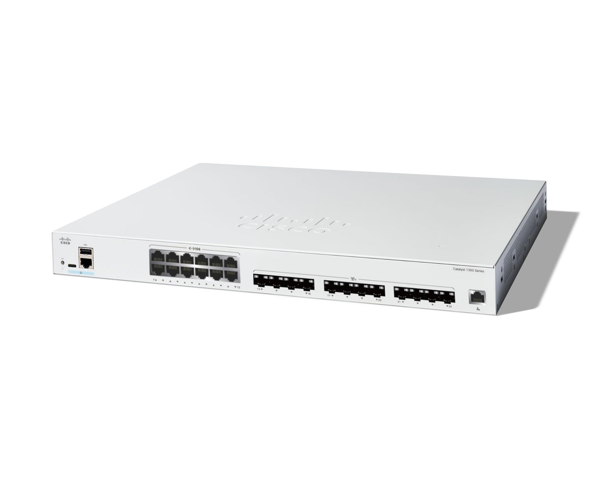 Switch gestionado Cisco Catalyst 1300-24XTS, 12 Puertos de 10G de Cobre, 12x10GE SFP+, protección Limitada de por Vida (C1300-24XTS)