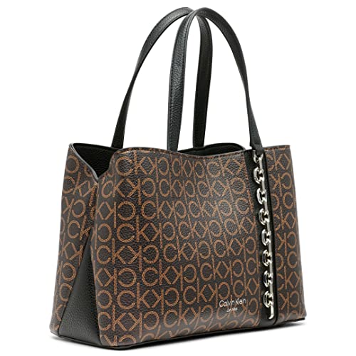 Calvin Klein Bolsa de Triple Compartimento Adeline para Mujer, Marrón/Caqui/Negro, Talla de un Talla