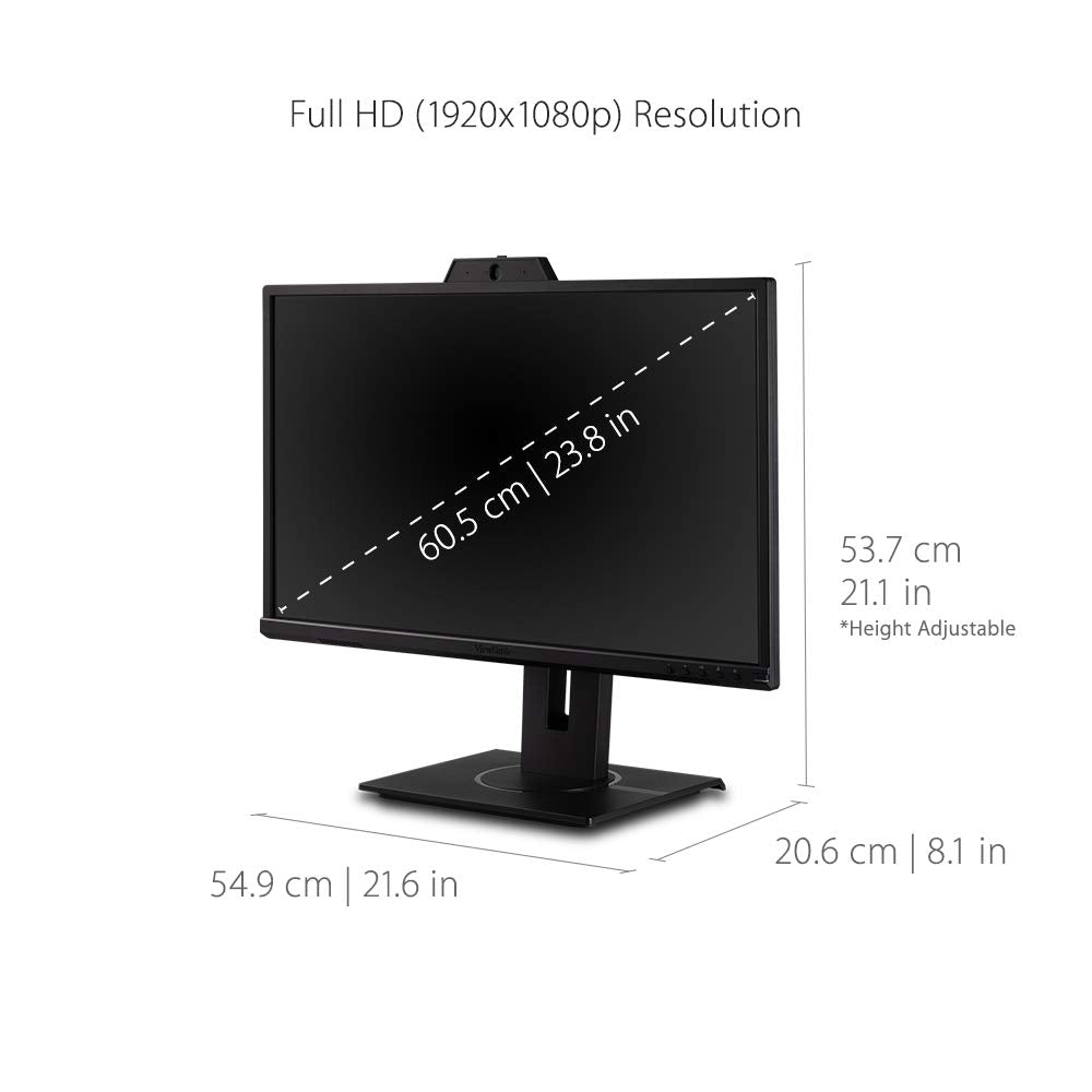 MONITOR VIEWSONIC VG2440V 23,8" IPS FHD VGA DVI HDMI DP USB MM AJUSTABLE WEBCAM