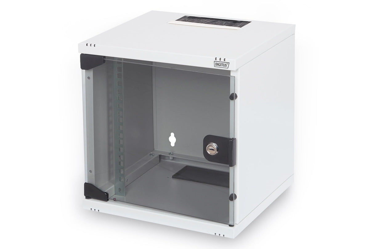 DIGITUS Juego de 10 Pulgadas - Armario de Red 6U Serie Soho Gris - Estante - regleta de enchufes - Panel de Conexiones de 8 Puertos - conmutador gigabit de 8 Puertos
