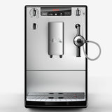Melitta Solo&Perfect Milk E957-203, Cafetera Superautomática con Molinillo, Auto Capuchinador, 15 Bares, Café en Grano, Limpieza Automática, Personalizable, Plata