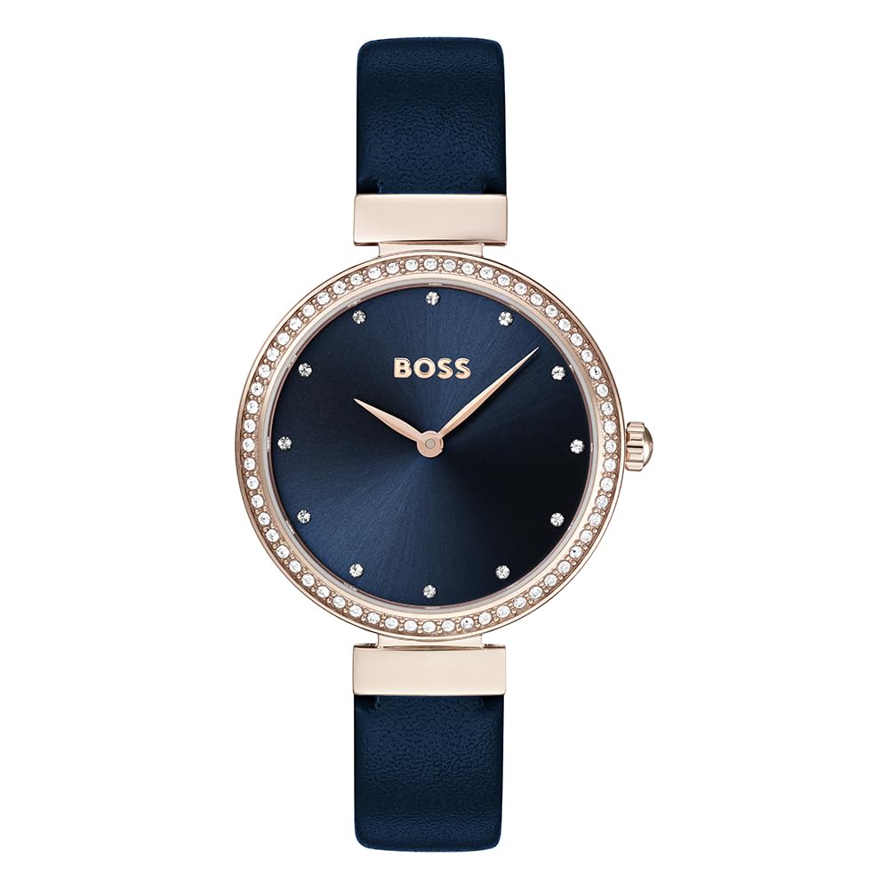BOSS Reloj Analógico de Cuarzo para Mujer Colección Celebration con Correa de Cuero Azul - 1502477