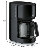 Braun KF 3120 BK Independiente - Cafetera (Independiente, Cafetera de filtro, De café molido, 1000 W, Negro)
